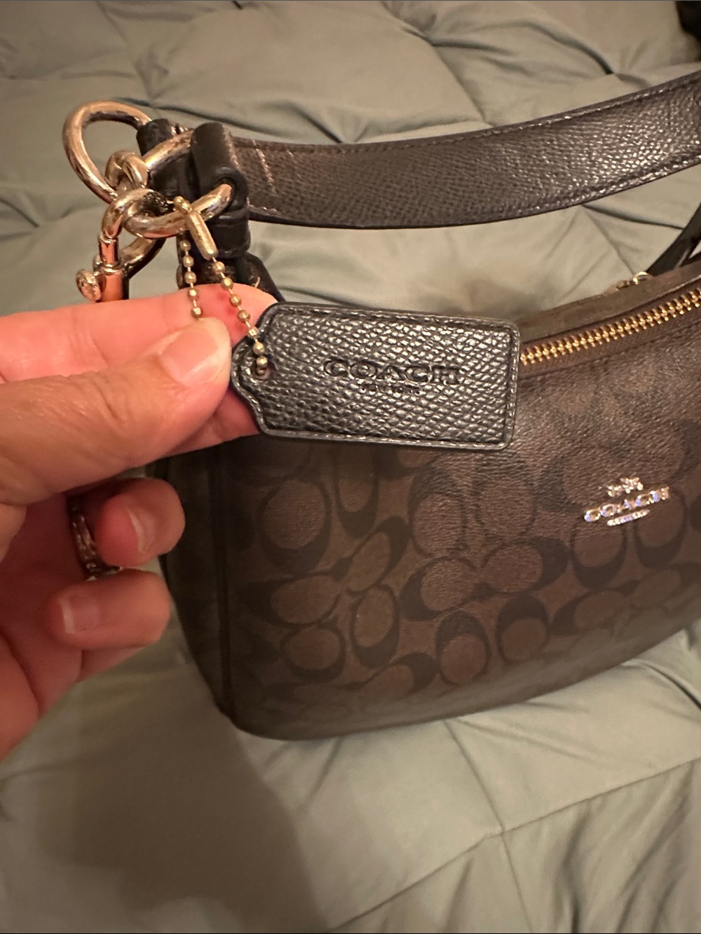 Coach Dark Brown Signature Hobo with Gold Accent - Picture 2 of 8